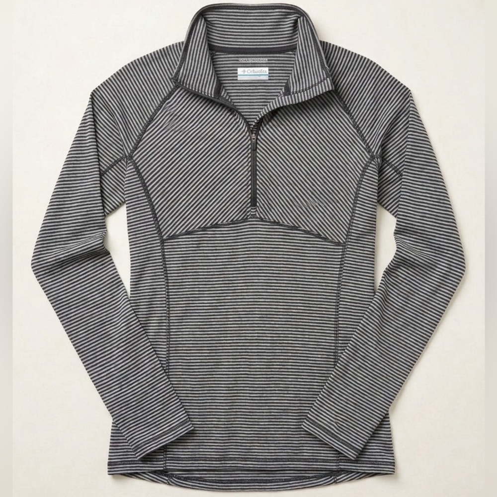 Columbia Omni-Wicked Striped 1/4 Zip Baselayer/Pullover